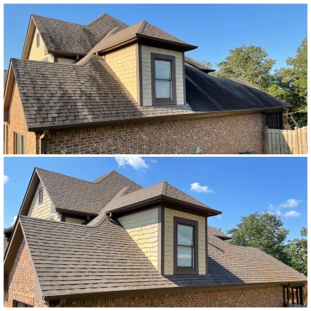 Clean, streak-free roof after professional soft washing service